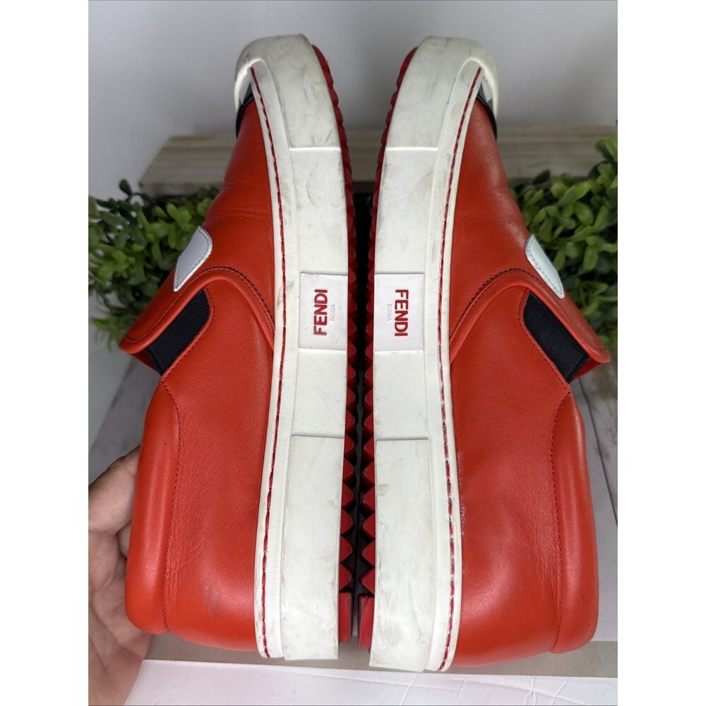 Fendi Red Monster Bug Eye Leather Slip On Sneakers Women's 10 / EU 40 Luxury - Picture 6 of 8
